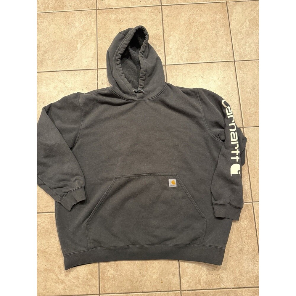 Carhartt Hoodie Sweatshirt Mens 3XL Black Heavyweight Logo K288 Pullover Work